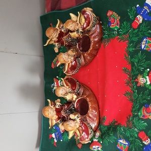 Vintage Cermaic 3 Angel candle Holder